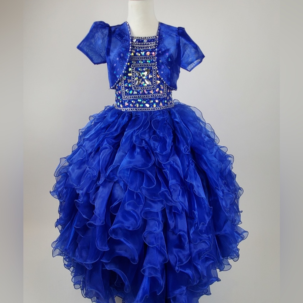 Blue girls party dress sz 7/ vestido de niña azul talla 7